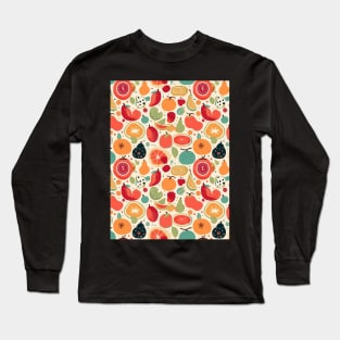 Colorful Fruit Motif in Seamless Pattern V2 Long Sleeve T-Shirt